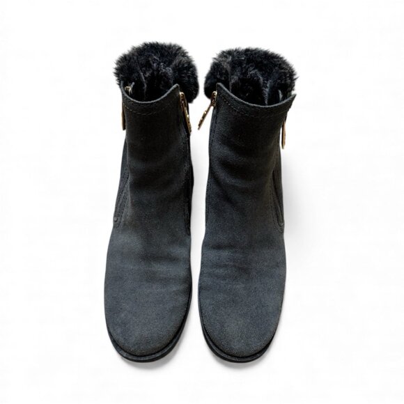 Cole Haan Waterproof Suede Fur Trim Ankle Boots Gray Women’s 6.5B New - Picture 5 of 8